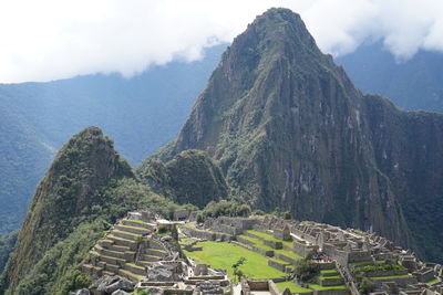 Panoramic view of cemetery against mountain range