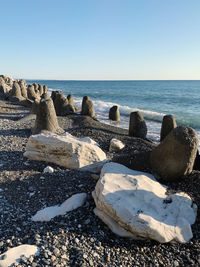 Scenic view of sea against clear sky