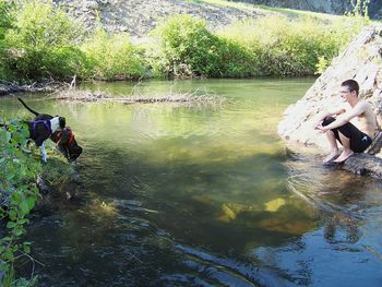 People in lake