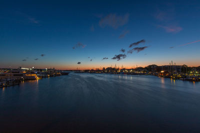 Just before sunrise over harbor 