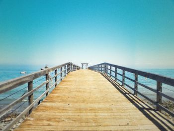 View of pier on sea against clear sky