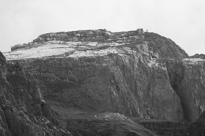 Rock formations on mountain against sky