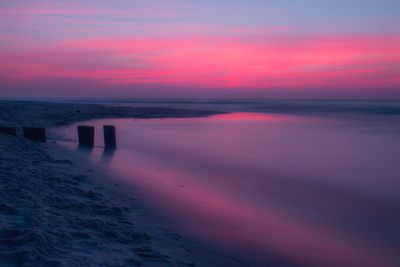 Scenic view of sea at sunset