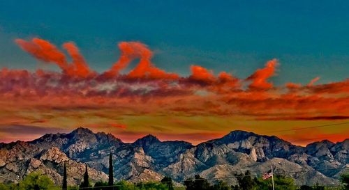 Scenic view of mountains against sky