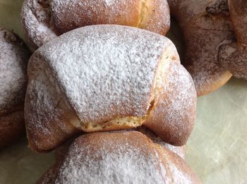 High angle view of bread on table