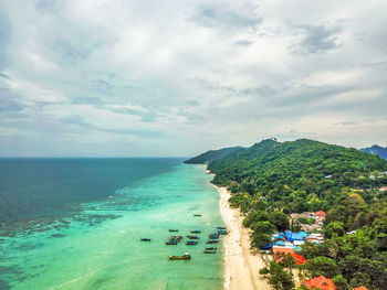 High angle view of sea against sky