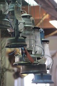 Low angle view of lanterns handing in market stall