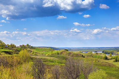 View of the oka river from the high bank near konstantinovo village, russia