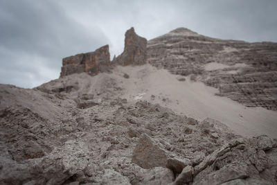 Rock formation on land against sky