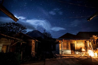 Illuminated house at night