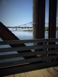 View of bridge over sea against clear sky