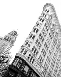Low angle view of modern building against clear sky