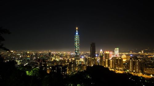 Illuminated city at night