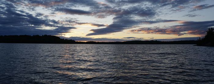 Scenic view of sea against cloudy sky