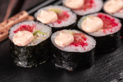 Close-up of food on table