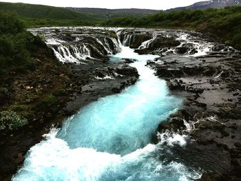 Scenic view of brúará  waterfall in iceland