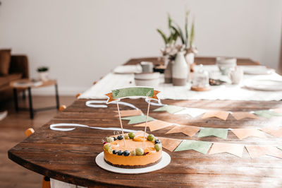 Close-up of food on table