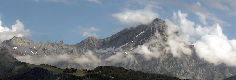 Panoramic view of snowcapped mountains against sky