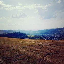 Scenic view of field against sky