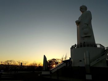 Low angle view of statue against clear sky