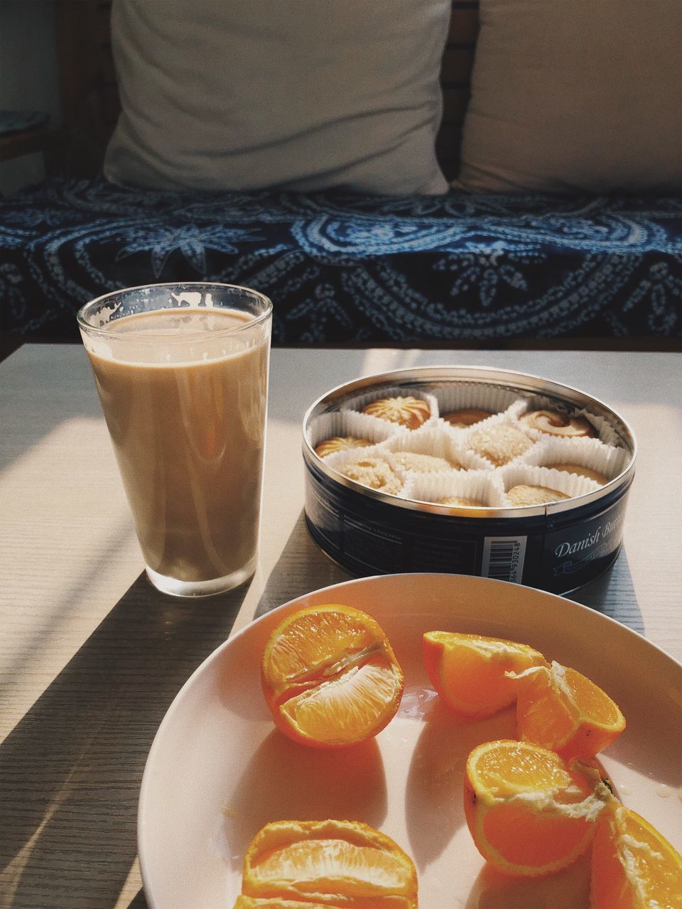 CLOSE-UP OF SERVED WITH DRINK IN GLASS