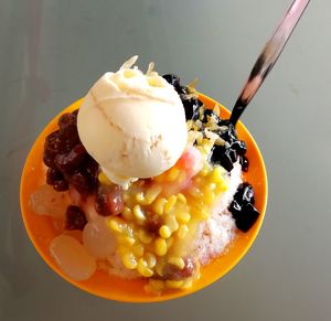 Close-up of ice cream in plate