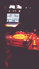 View of illuminated building