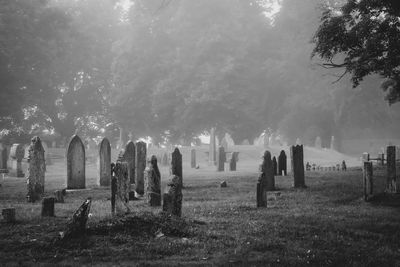 Panoramic view of cemetery against sky