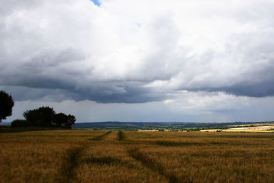 Scenic view of landscape against cloudy sky