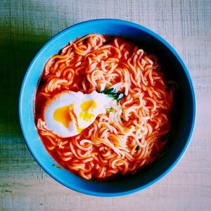 High angle view of food in bowl