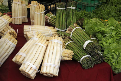 High angle view of vegetables in market