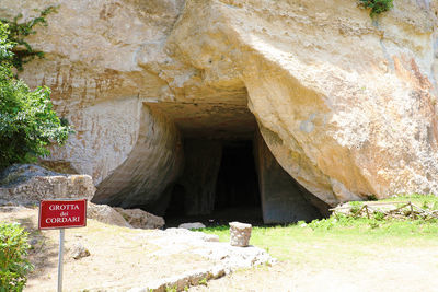 Information sign on rock