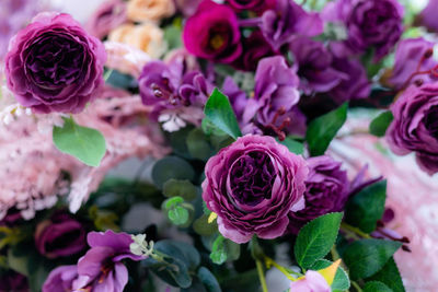 High angle view of rose bouquet