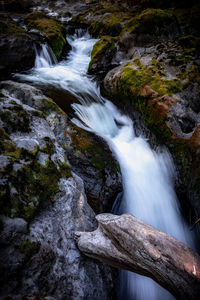 Water flowing through rocks