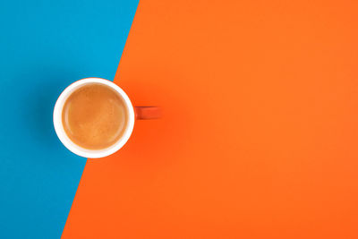 High angle view of coffee on table