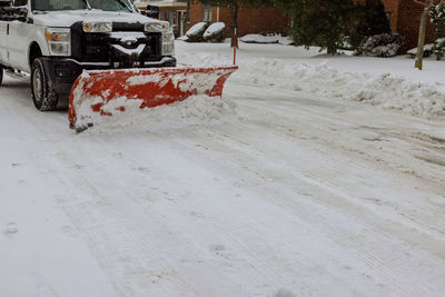 View of snow on road