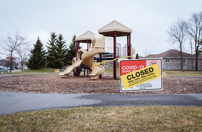 Neighborhood playground closed during covid 19 pandemic.