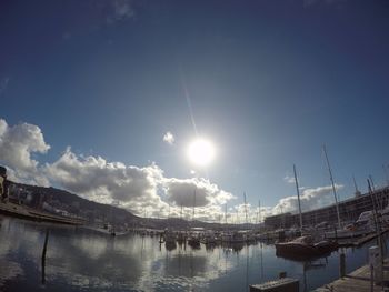 View of boats in harbor