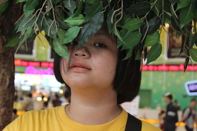 Close-up portrait of teenage boy