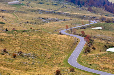 High angle view of cars on road