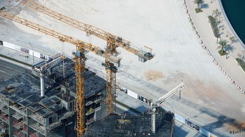 High angle view of construction site