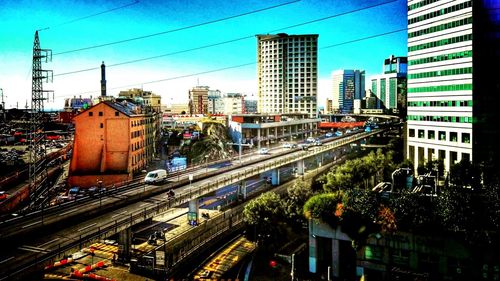 Railroad tracks in city