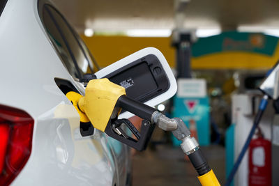 Close-up of yellow car