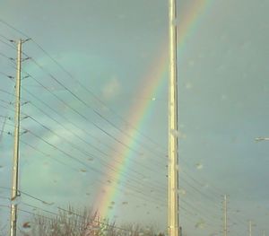 Low angle view of electricity pylon against sky