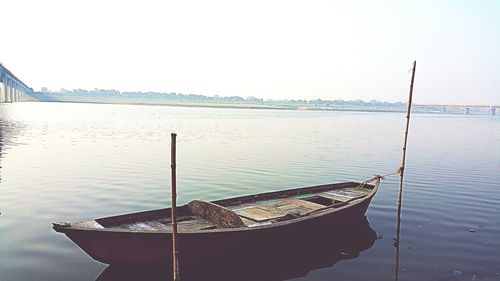 Empty boat on lake in india