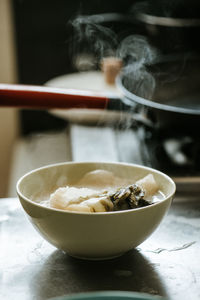 Close-up of food in bowl on table