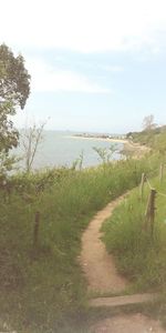 Scenic view of sea against cloudy sky