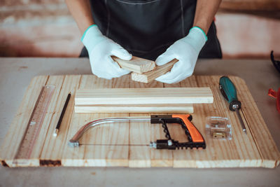 Man working on table