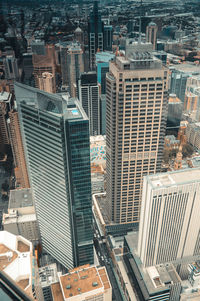High angle view of buildings in city