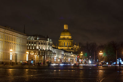 City lit up at night